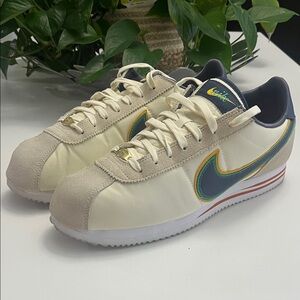 Nike Cortez Cream and Teal Sneakers